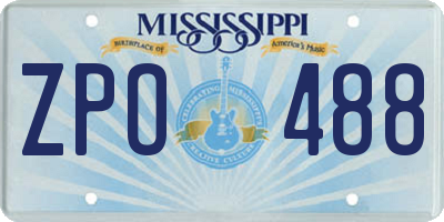 MS license plate ZPO488