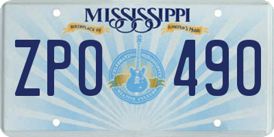 MS license plate ZPO490