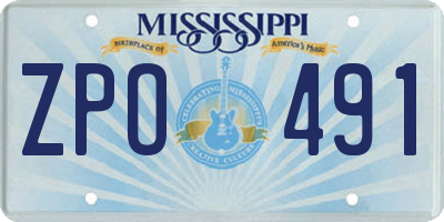 MS license plate ZPO491