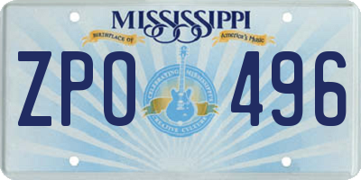 MS license plate ZPO496