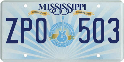 MS license plate ZPO503
