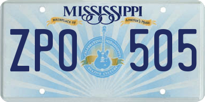 MS license plate ZPO505
