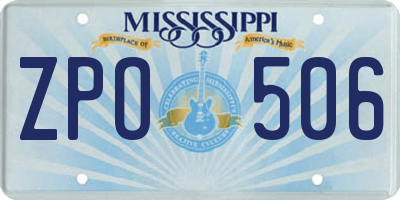 MS license plate ZPO506