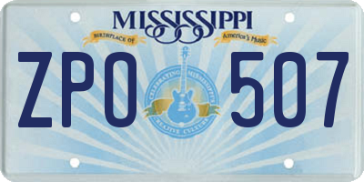 MS license plate ZPO507