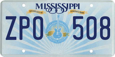 MS license plate ZPO508