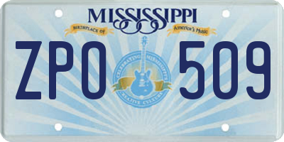 MS license plate ZPO509