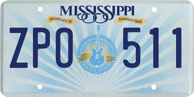 MS license plate ZPO511