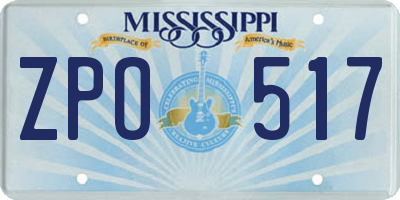 MS license plate ZPO517