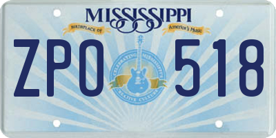 MS license plate ZPO518