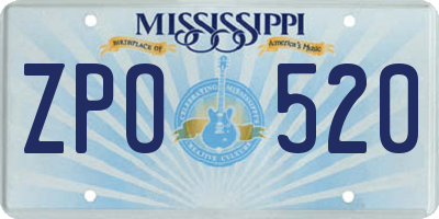 MS license plate ZPO520