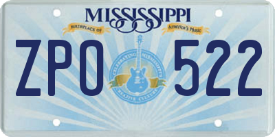 MS license plate ZPO522