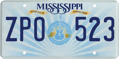 MS license plate ZPO523