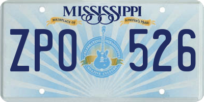 MS license plate ZPO526
