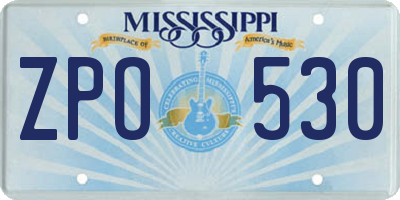 MS license plate ZPO530