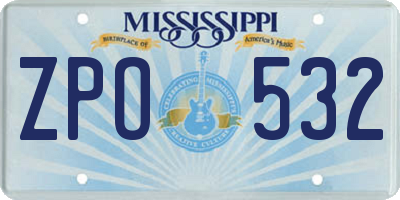 MS license plate ZPO532