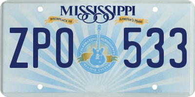MS license plate ZPO533