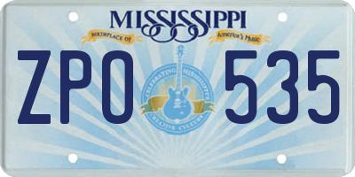 MS license plate ZPO535