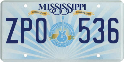 MS license plate ZPO536