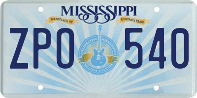 MS license plate ZPO540