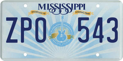 MS license plate ZPO543
