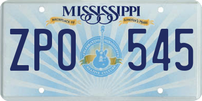 MS license plate ZPO545