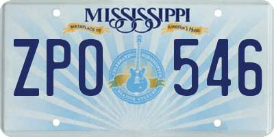 MS license plate ZPO546