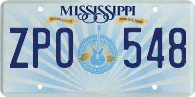 MS license plate ZPO548