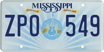 MS license plate ZPO549