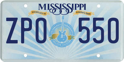 MS license plate ZPO550