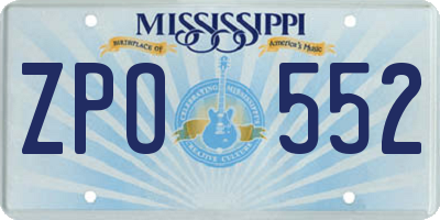 MS license plate ZPO552