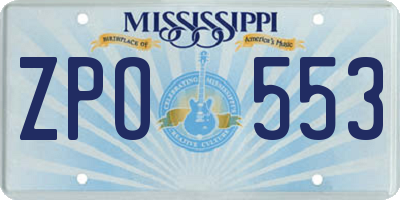 MS license plate ZPO553