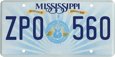 MS license plate ZPO560
