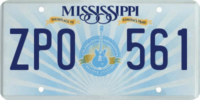 MS license plate ZPO561