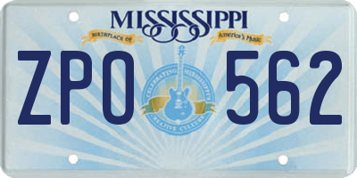 MS license plate ZPO562