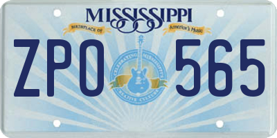 MS license plate ZPO565