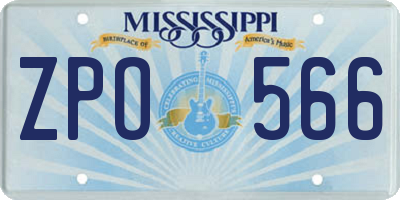 MS license plate ZPO566