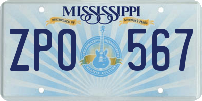 MS license plate ZPO567