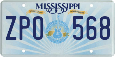 MS license plate ZPO568
