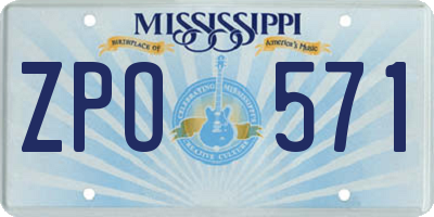 MS license plate ZPO571