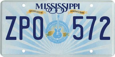 MS license plate ZPO572