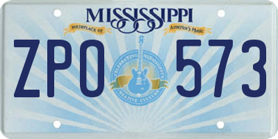 MS license plate ZPO573
