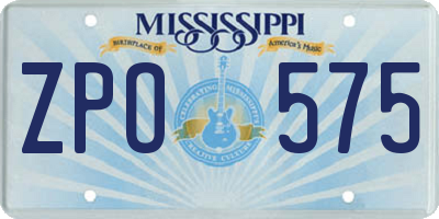 MS license plate ZPO575