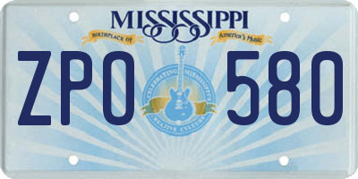 MS license plate ZPO580
