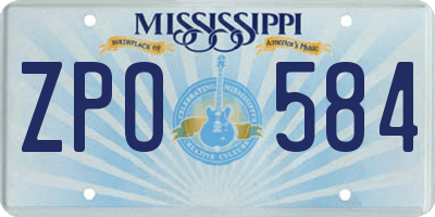 MS license plate ZPO584
