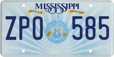 MS license plate ZPO585