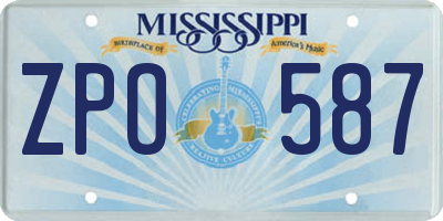 MS license plate ZPO587
