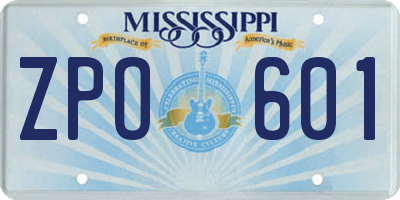 MS license plate ZPO601
