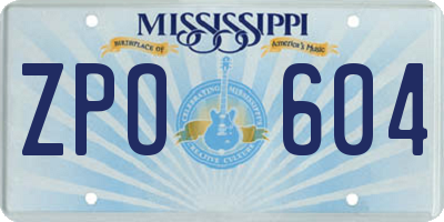 MS license plate ZPO604