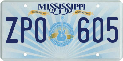 MS license plate ZPO605