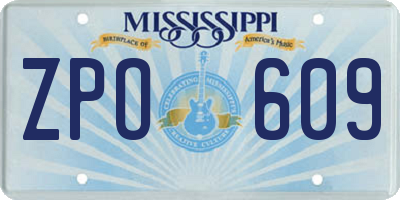 MS license plate ZPO609